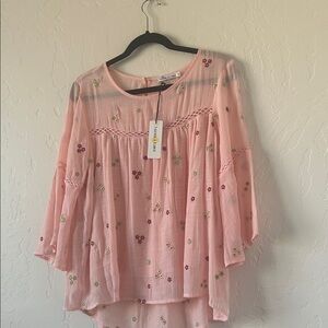 Chic Pink Floral Women's Blouse